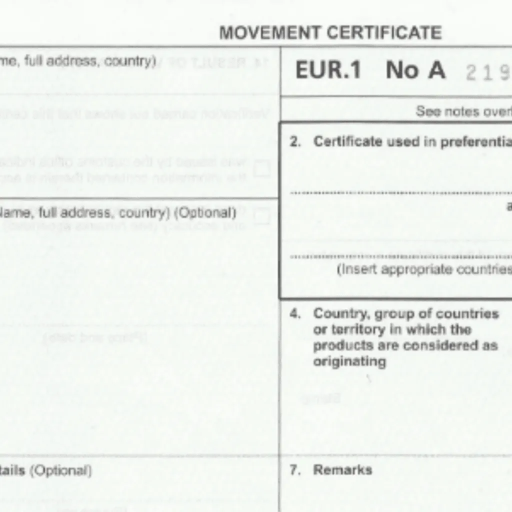 eur1 prefential document